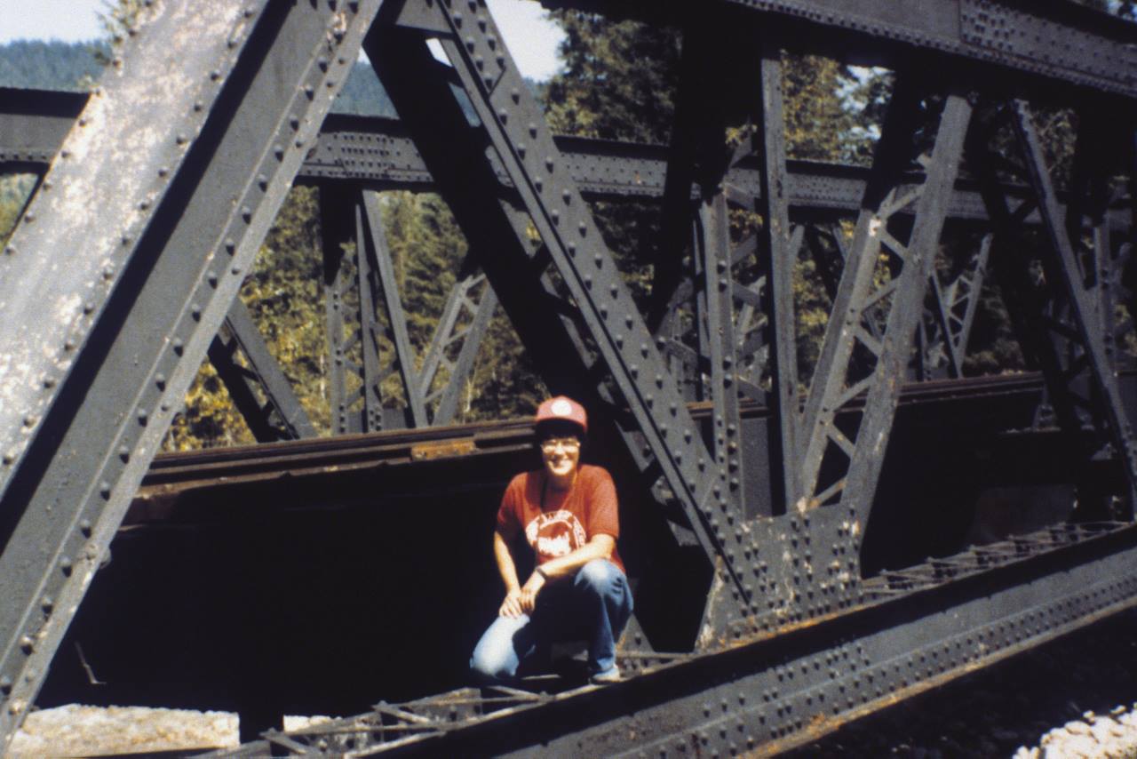 Helen at Lemon Creek Bridge in BC. 